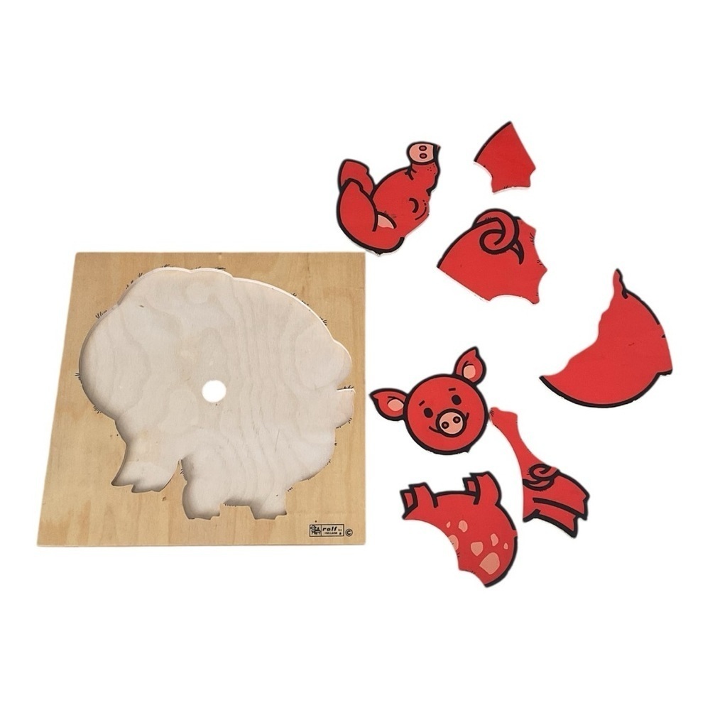 Vintage Rolf Holland Wooden Pig Puzzle – 6pc Montessori Toy - Picture 4 of 5